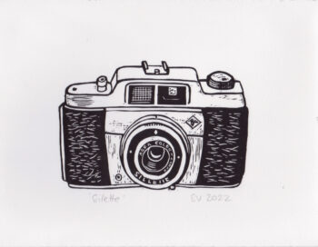 Vintage Camera Linocut print